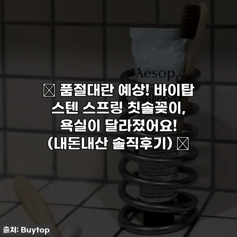 ✨ 품절대란 예상! 바이탑 스텐 스프링 칫솔꽂이, 욕실이 달라졌어요! (내돈내산 솔직후기) ✨