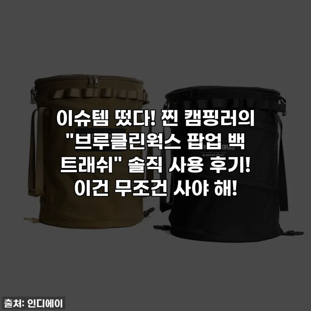 이슈템 떴다! 찐 캠핑러의 "브루클린웍스 팝업 백 트래쉬" 솔직 사용 후기! 이건 무조건 사야 해!