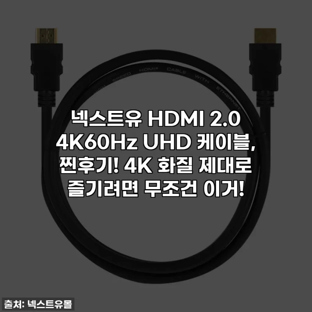 넥스트유 HDMI 2.0 4K60Hz UHD 케이블, 찐후기! 4K 화질 제대로 즐기려면 무조건 이거!