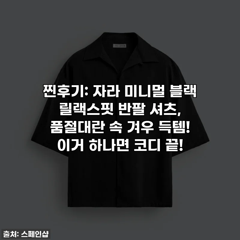 찐후기: 자라 미니멀 블랙 릴랙스핏 반팔 셔츠, 품절대란 속 겨우 득템! 이거 하나면 코디 끝!