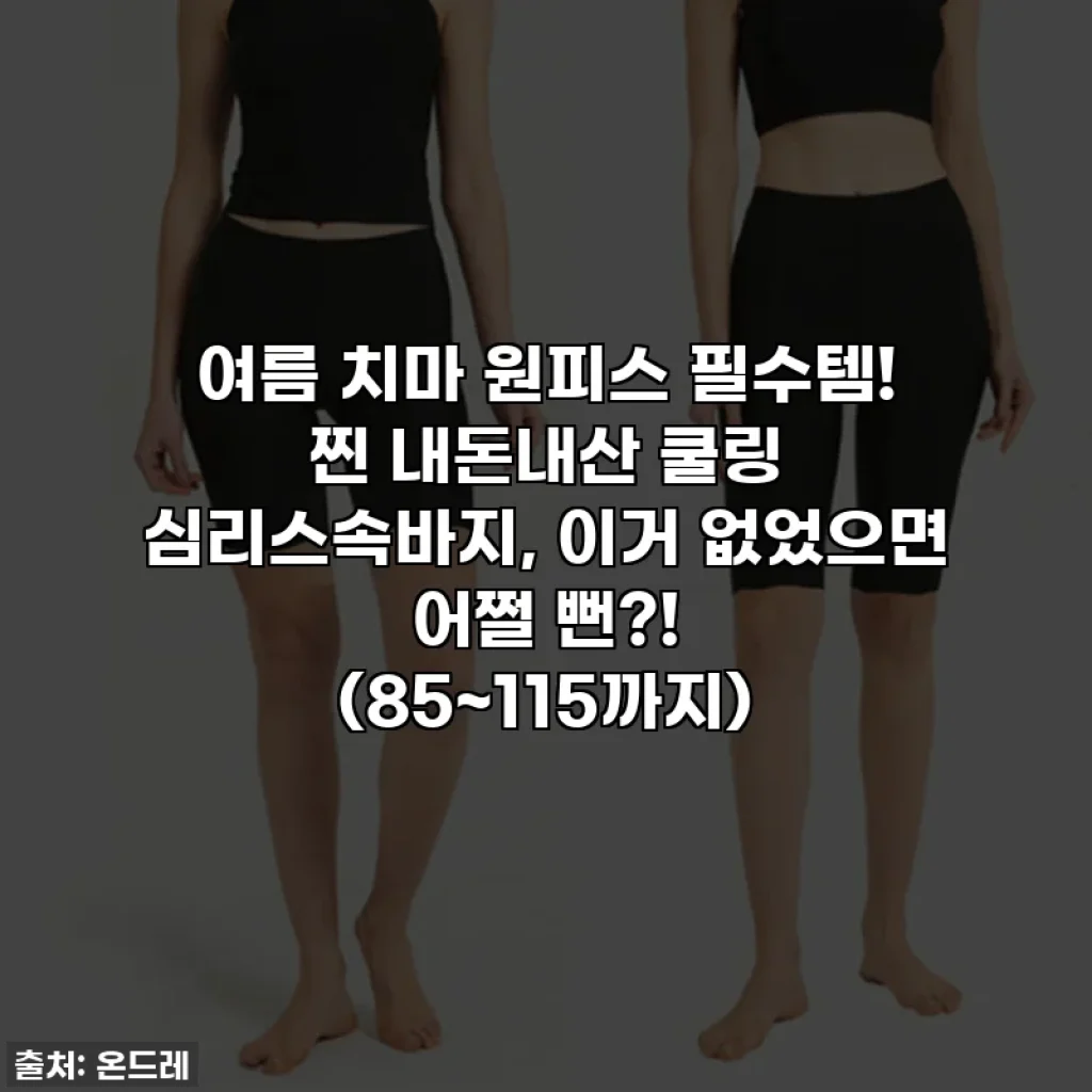 여름 치마 원피스 필수템! 찐 내돈내산 쿨링 심리스속바지, 이거 없었으면 어쩔 뻔?! (85~115까지)