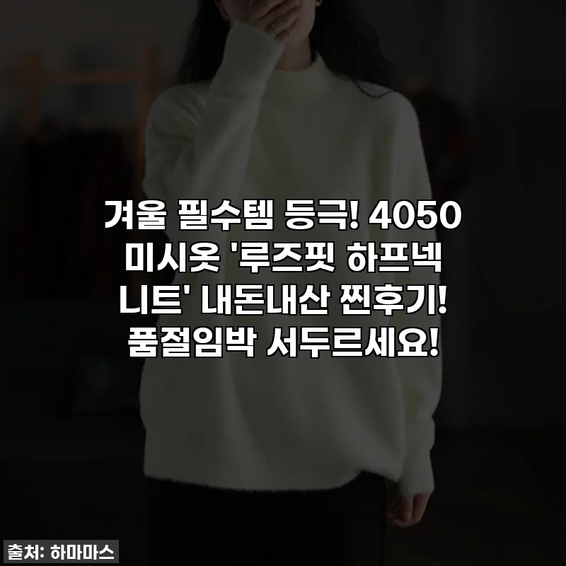 겨울 필수템 등극! 4050 미시옷 '루즈핏 하프넥 니트' 내돈내산 찐후기! 품절임박 서두르세요!
