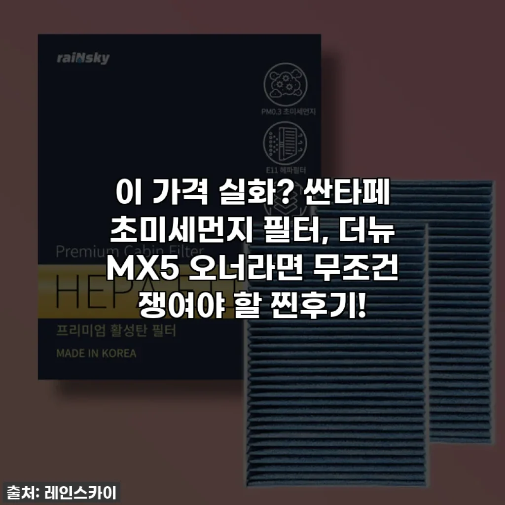 이 가격 실화? 싼타페 초미세먼지 필터, 더뉴 MX5 오너라면 무조건 쟁여야 할 찐후기!