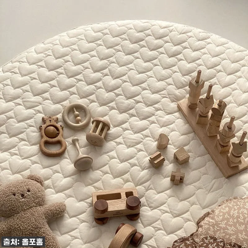 고밀도면 원형 러그 하트 누빔 놀이매트 커버만 아기 유아 무형광 신생아 운동장 8 고밀도면 원형 러그 하트 누빔 놀이매 관련 이미지 1