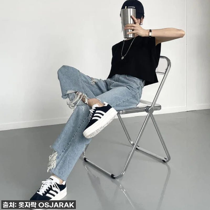 이슈템 등극! 👖여자 밑단 컷팅 찢청 관련 이미지 2