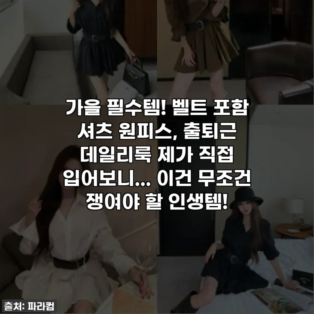 가을 필수템! 벨트 포함 셔츠 원피스, 출퇴근 데일리룩 제가 직접 입어보니... 이건 무조건 쟁여야 할 인생템!