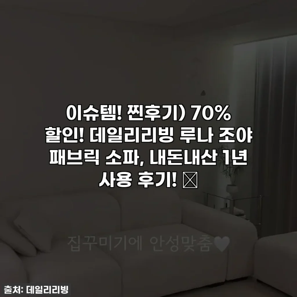 이슈템! 찐후기) 70% 할인! 데일리리빙 루나 조야 패브릭 소파, 내돈내산 1년 사용 후기! ✨