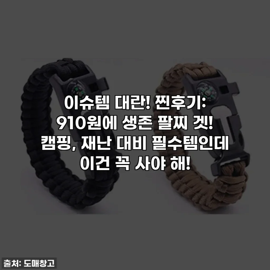 이슈템 대란! 찐후기: 910원에 생존 팔찌 겟! 캠핑, 재난 대비 필수템인데 이건 꼭 사야 해!