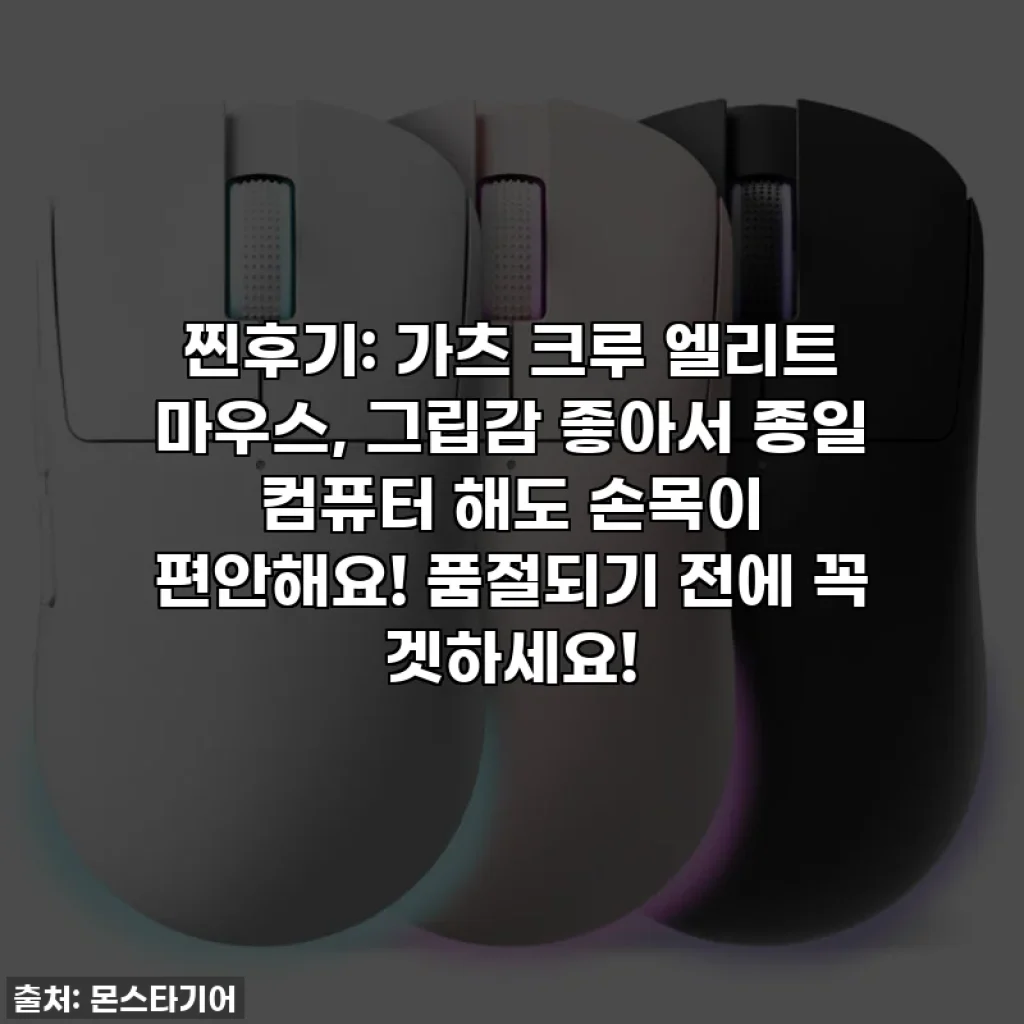 찐후기: 가츠 크루 엘리트 마우스, 그립감 좋아서 종일 컴퓨터 해도 손목이 편안해요! 품절되기 전에 꼭 겟하세요!