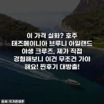 이 가격 실화? 호주 태즈메이니아 브루니 아일랜드 야생 크루즈, 제가 직접 경험해보니 이건 무조건 가야 해요! 찐후기 대방출!