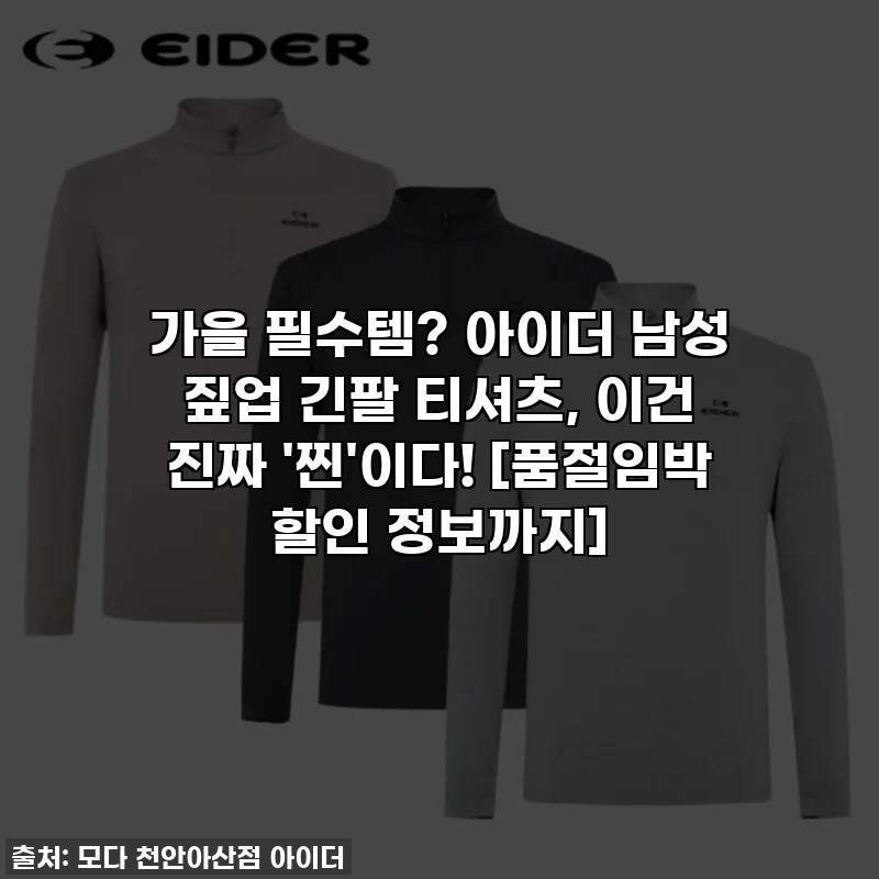 가을 필수템? 아이더 남성 짚업 긴팔 티셔츠, 이건 진짜 '찐'이다! [품절임박 할인 정보까지]