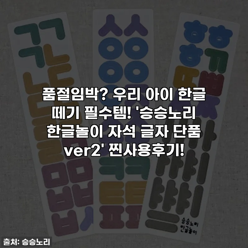 품절임박? 우리 아이 한글 떼기 필수템! '승승노리 한글놀이 자석 글자 단품 ver2' 찐사용후기!