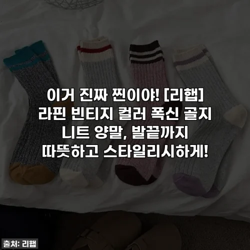이거 진짜 찐이야! [리햅] 라핀 빈티지 컬러 폭신 골지 니트 양말, 발끝까지 따뜻하고 스타일리시하게!