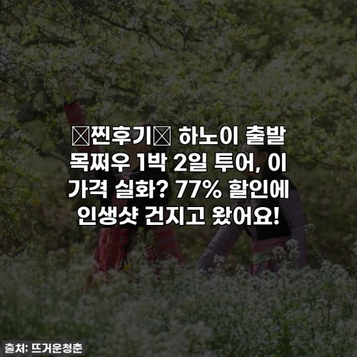 Home 28 ✨찐후기✨ 하노이 출발 목쩌우 1박 2일 투어, 이 가격 실화? 77% 할인에 인생샷 건지고 왔어요!