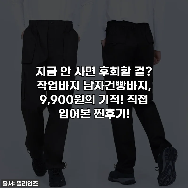 지금 안 사면 후회할 걸? 작업바지 남자건빵바지, 9,900원의 기적! 직접 입어본 찐후기!