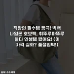 직장인 필수템 등극! 빅백 나일론 호보백, 휘뚜루마뚜루 들다 인생템 됐어요! (이 가격 실화? 품절임박!)