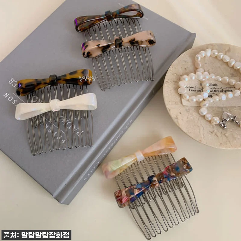 고급스러운 리본 헤어빗핀 프랑스핀 옆 관련 이미지 2