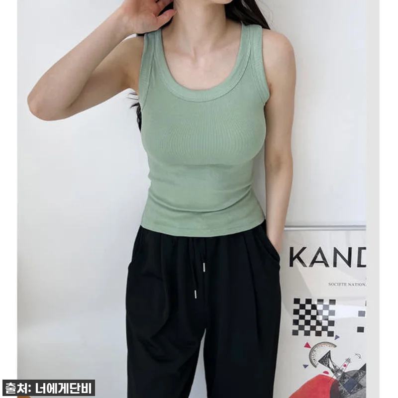 민나시 흰 하얀 민소매 골지 여성 이 관련 이미지 4