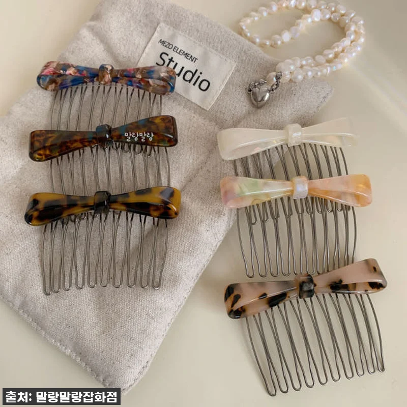 고급스러운 리본 헤어빗핀 프랑스핀 옆 관련 이미지 4