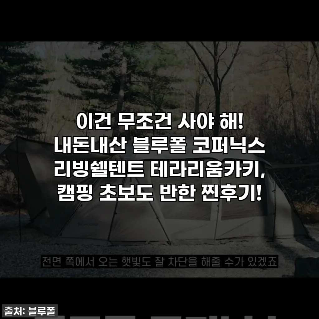 이건 무조건 사야 해! 내돈내산 블루폴 코퍼닉스 리빙쉘텐트 테라리움카키, 캠핑 초보도 반한 찐후기!