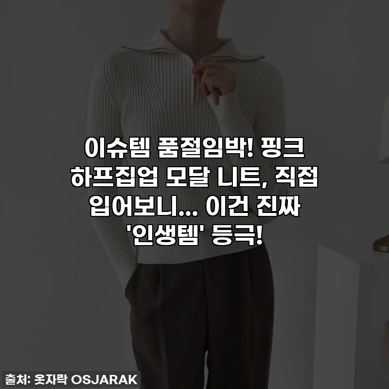 이슈템 품절임박! 핑크 하프집업 모달 니트, 직접 입어보니... 이건 진짜 '인생템' 등극!