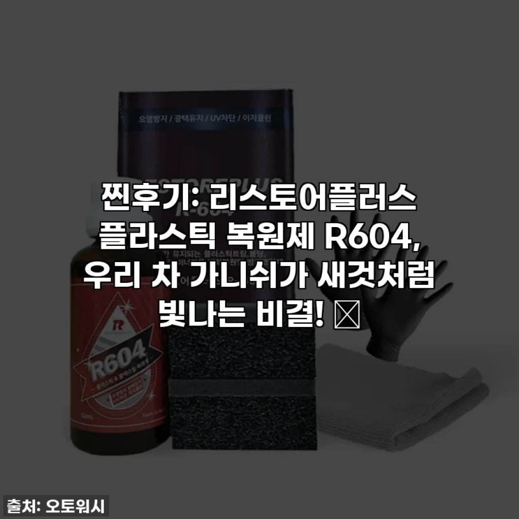 찐후기: 리스토어플러스 플라스틱 복원제 R604, 우리 차 가니쉬가 새것처럼 빛나는 비결! ✨