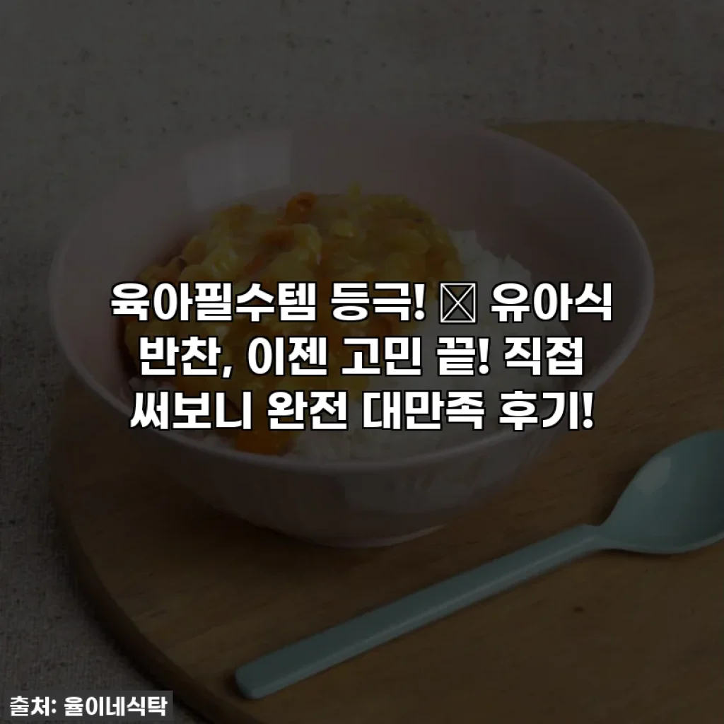 육아필수템 등극! 🍚 유아식 반찬, 이젠 고민 끝! 직접 써보니 완전 대만족 후기!