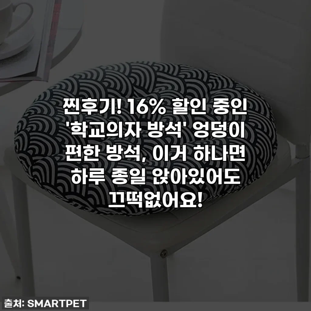 찐후기! 16% 할인 중인 '학교의자 방석' 엉덩이 편한 방석, 이거 하나면 하루 종일 앉아있어도 끄떡없어요!