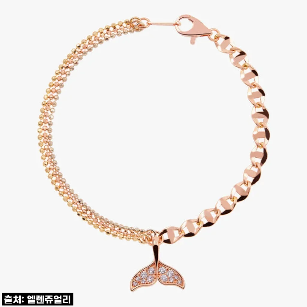 💖손목 위 작은 행운, 14K 아르캉시엘 큐빅 고래꼬리 볼 체인 금 팔찌 내돈내산 찐후기!💖