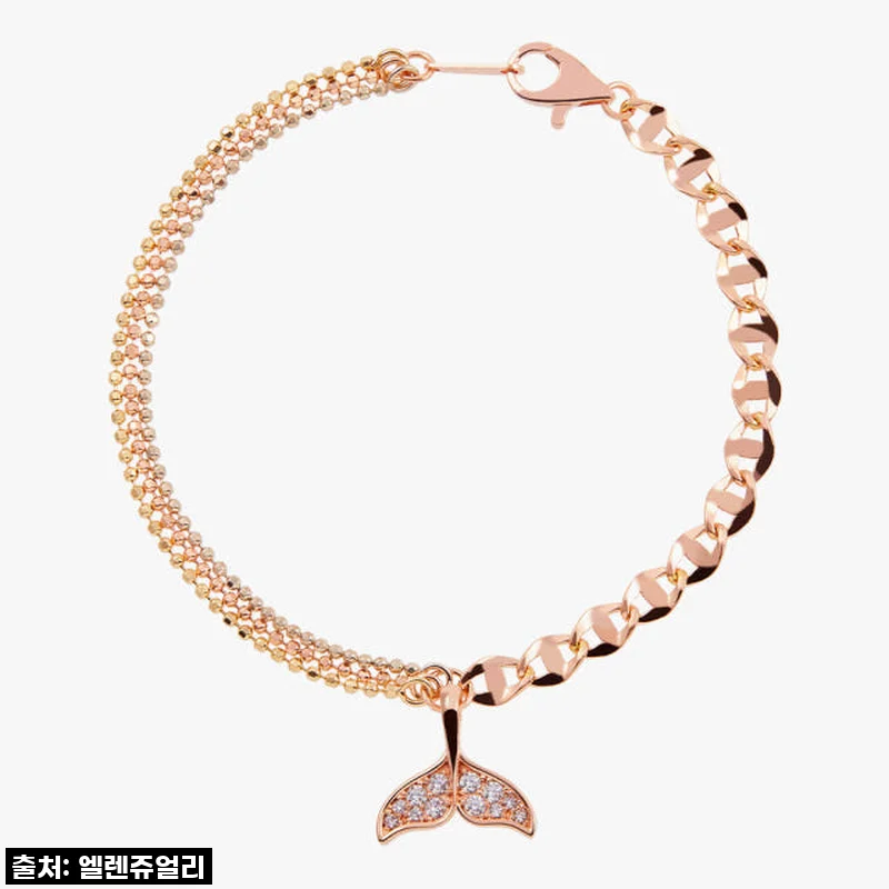 💖손목 위 작은 행운, 14K 아르캉시엘 큐빅 고래꼬리 볼 체인 금 팔찌 내돈내산 찐후기!💖