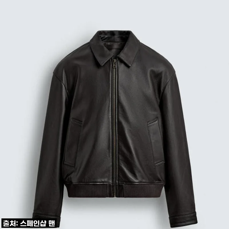 자라 프리미엄 레더 봄버 재킷 X 아론 레빈 초콜릿 컬러 사용후기