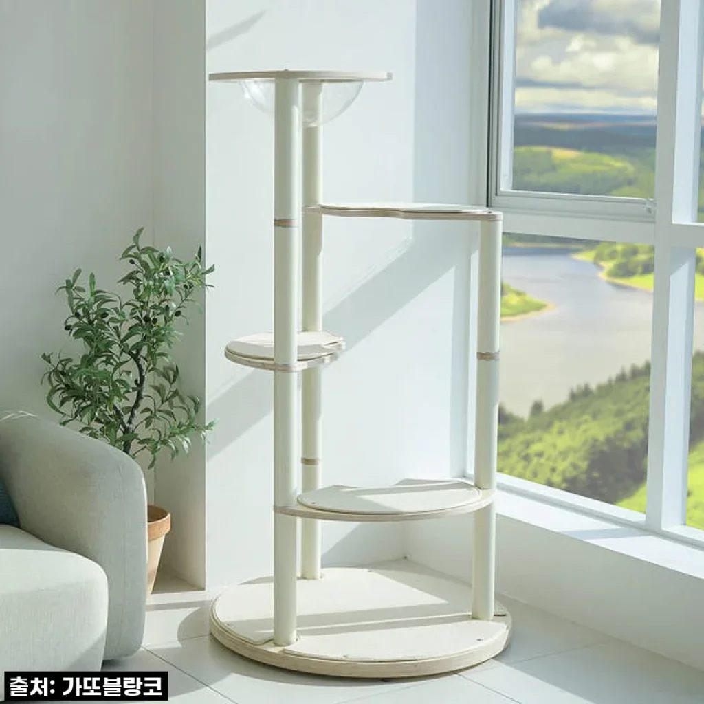 가또블랑코 아이언 루나 대형 캣타워 서클타입 아크릴해먹 아이보리 사용후기