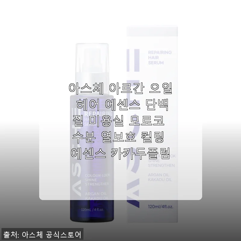 아스체 아르간 오일 헤어 에센스 사용후기: 손상 모발에 딱 맞는 촉촉함과 부드러움