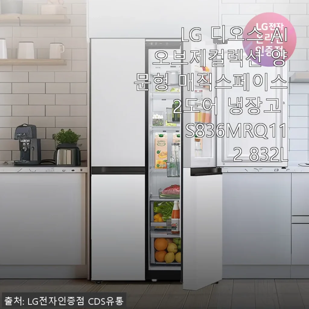 LG 디오스 AI 오브제컬렉션 양문형 매직스페이스 2도어 냉장고 S836MRQ112 사용후기