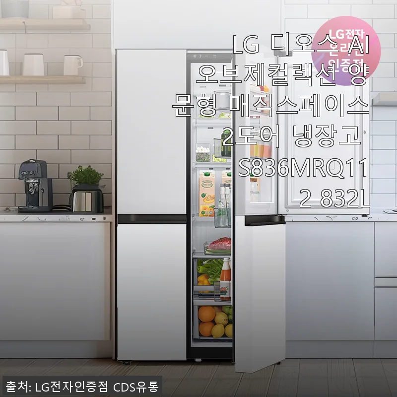 LG 디오스 AI 오브제컬렉션 양문형 매직스페이스 2도어 냉장고 S836MRQ112 사용후기