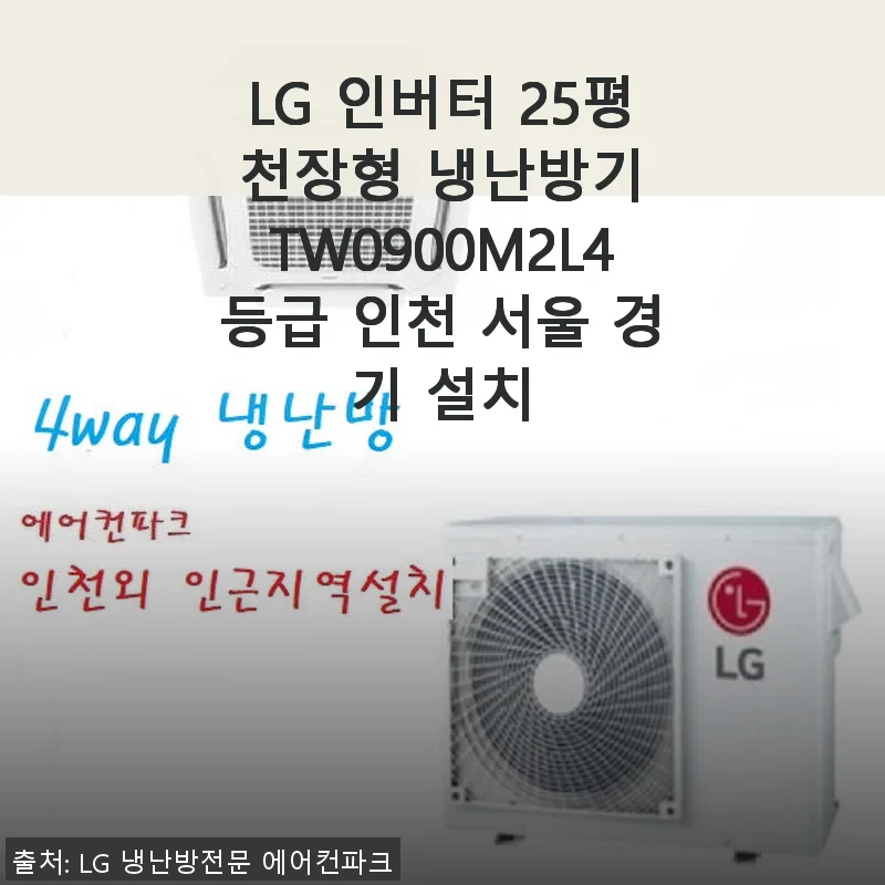 LG 인버터 25평 천장형 냉난방기 TW0900M2L4등급 사용 후기와 설치 경험
