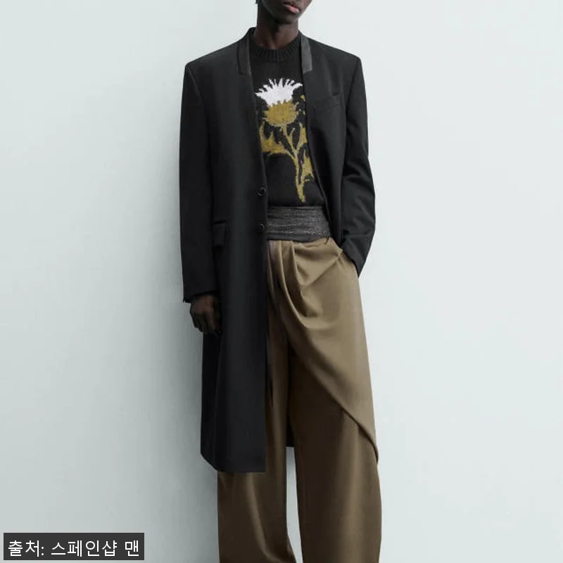 자라 스트라이프 자카드 프록 롱 코트 관련 이미지 1