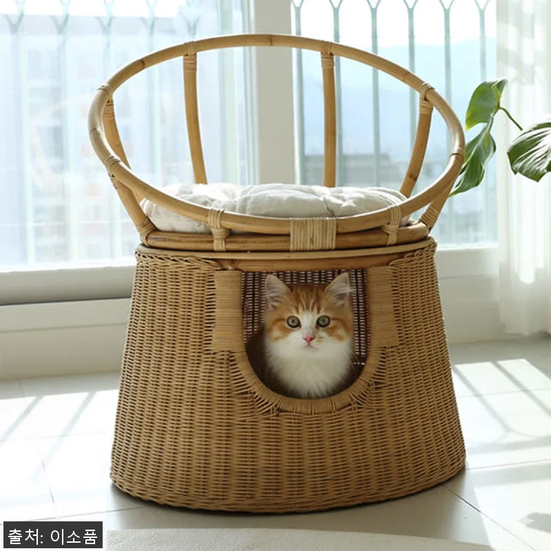 라탄 고양이집 의자 숨숨집 사용후기: 관련 이미지 1