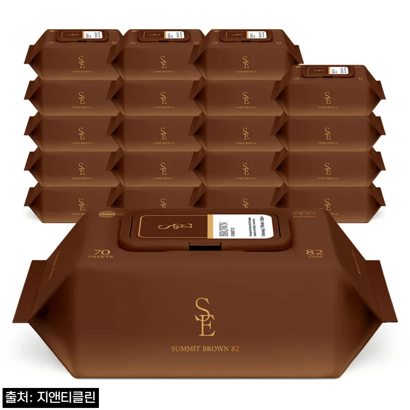 스마트에코 써밋 브라운 82g 엠보 70매 20팩 캡형 아기 물티슈, 37% 할인으로 장바구니에 담기 좋은 구성