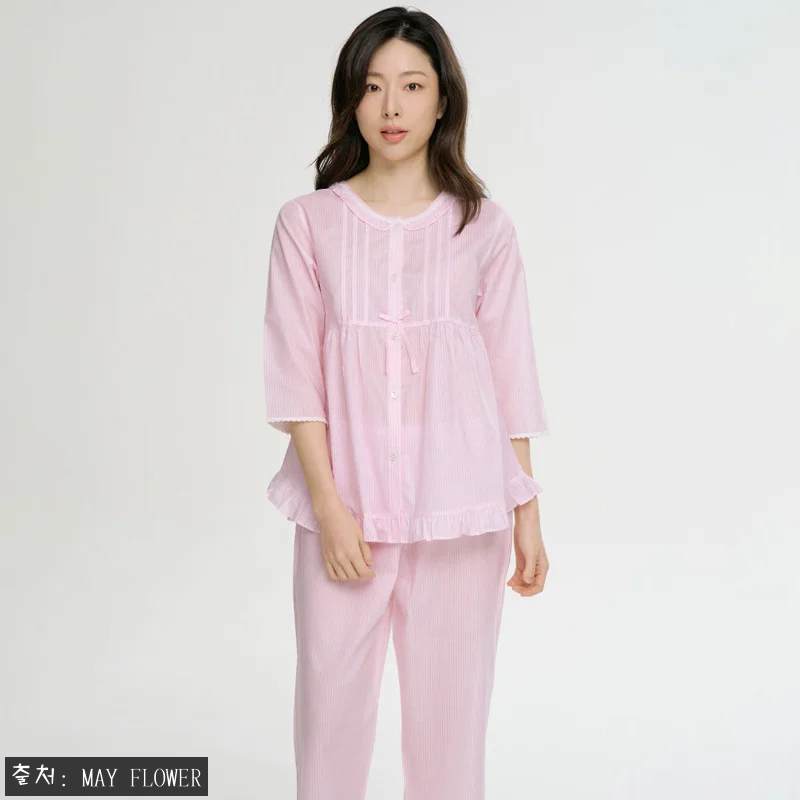 핑크ST 여성 7부 순면 잠옷 파자마 관련 이미지 1