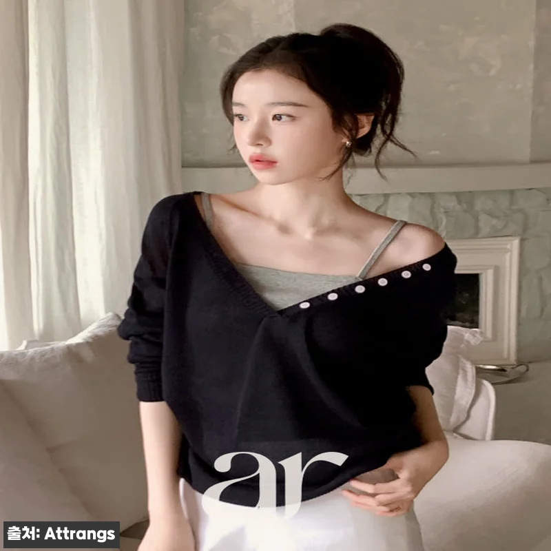 아뜨랑스 버튼 딥브이넥 긴팔 가을니트 nt5603, 3만원대 무료배송으로 눈여겨볼 이슈템 11 아뜨랑스 버튼 딥브이넥 긴팔 가을니트 관련 이미지 1