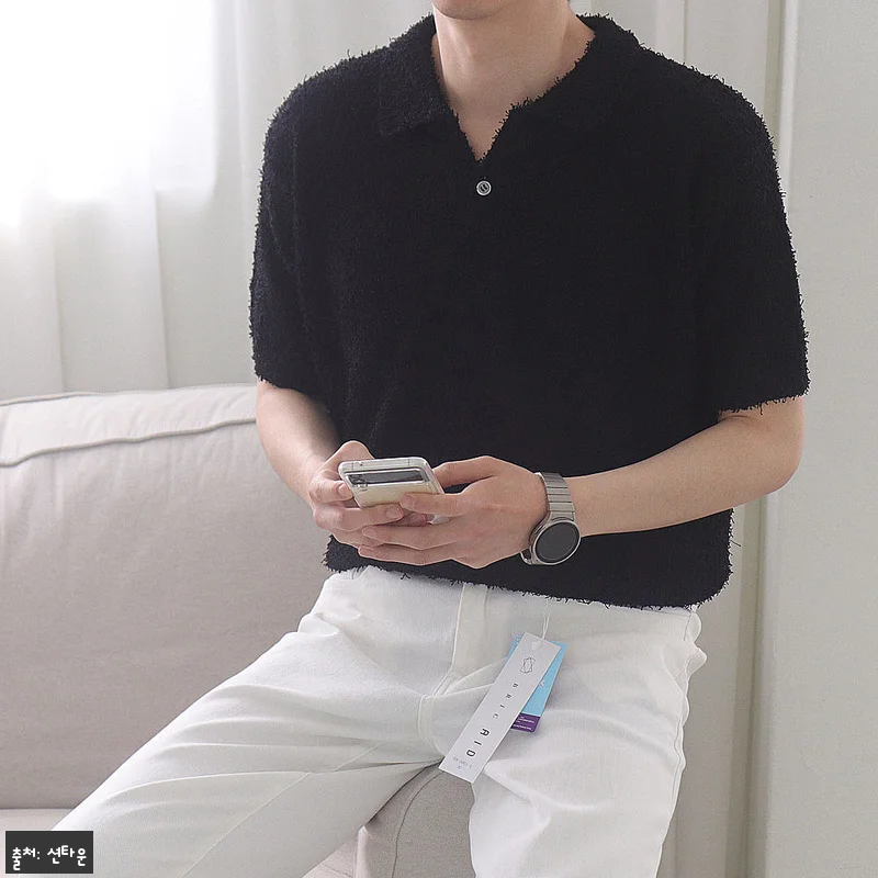 남자반팔니트 구김없는 머슬핏 카라티 관련 이미지 1