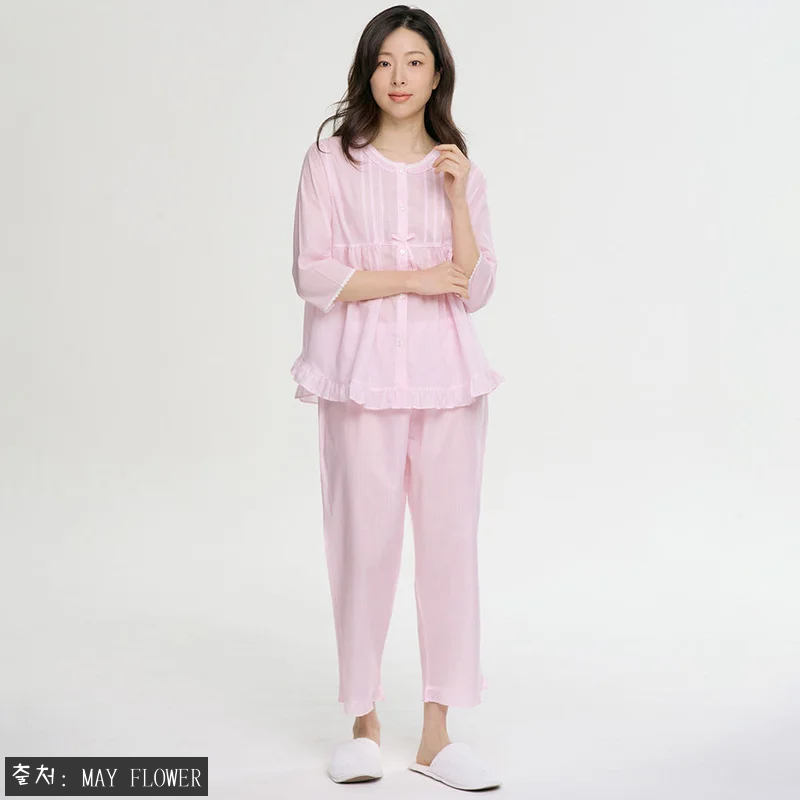 핑크ST 여성 7부 순면 잠옷 파자마 관련 이미지 2