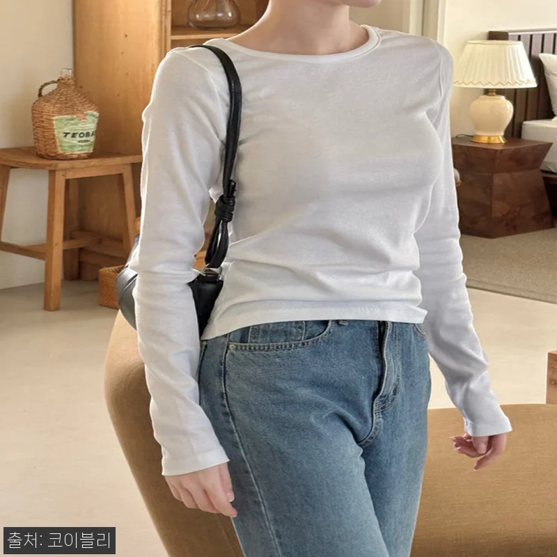 코이블리 슬림핏 와이드 유넥 골지 이 관련 이미지 2