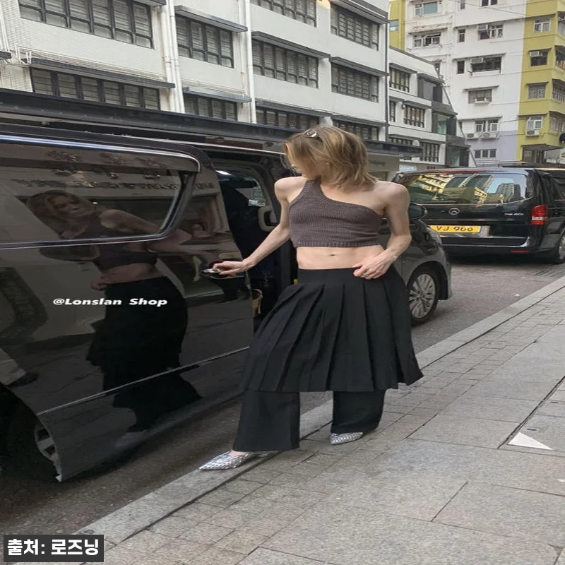 투피스같은 로우웨이스트 롱스커트 플리 관련 이미지 2