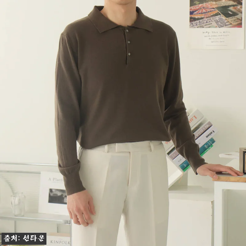 남자니트 루즈핏 헨리넥 카라티 남자봄 관련 이미지 2