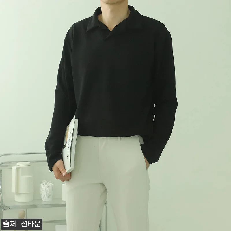 남자카라티 구김없는 루즈핏 헨리넥 남 관련 이미지 2