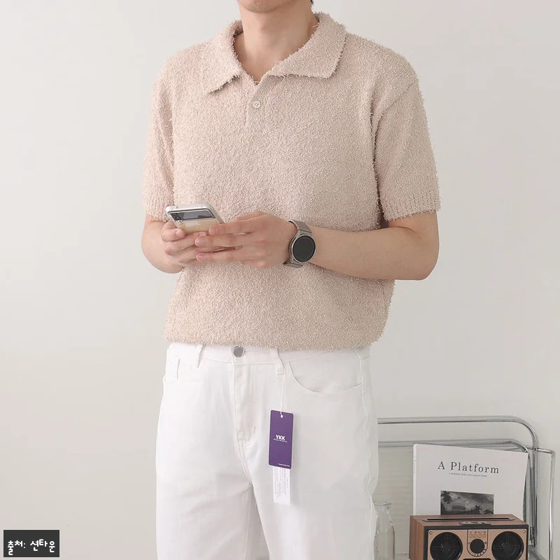 남자반팔니트 구김없는 머슬핏 카라티 관련 이미지 2
