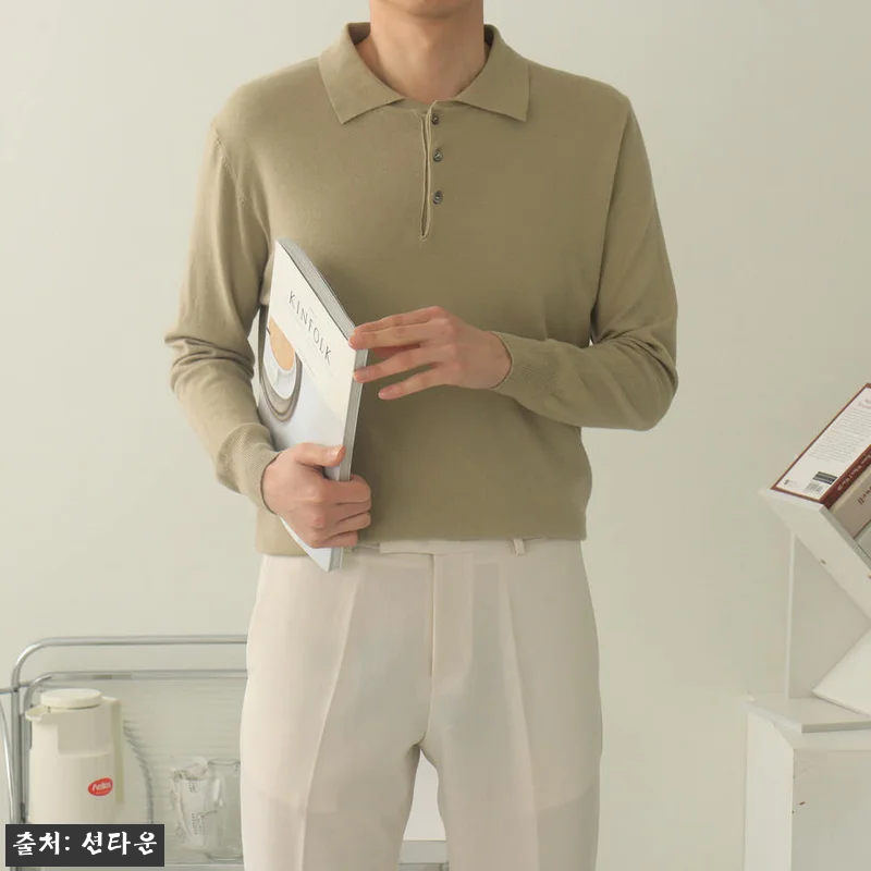 남자니트 루즈핏 헨리넥 카라티 남자봄 관련 이미지 3