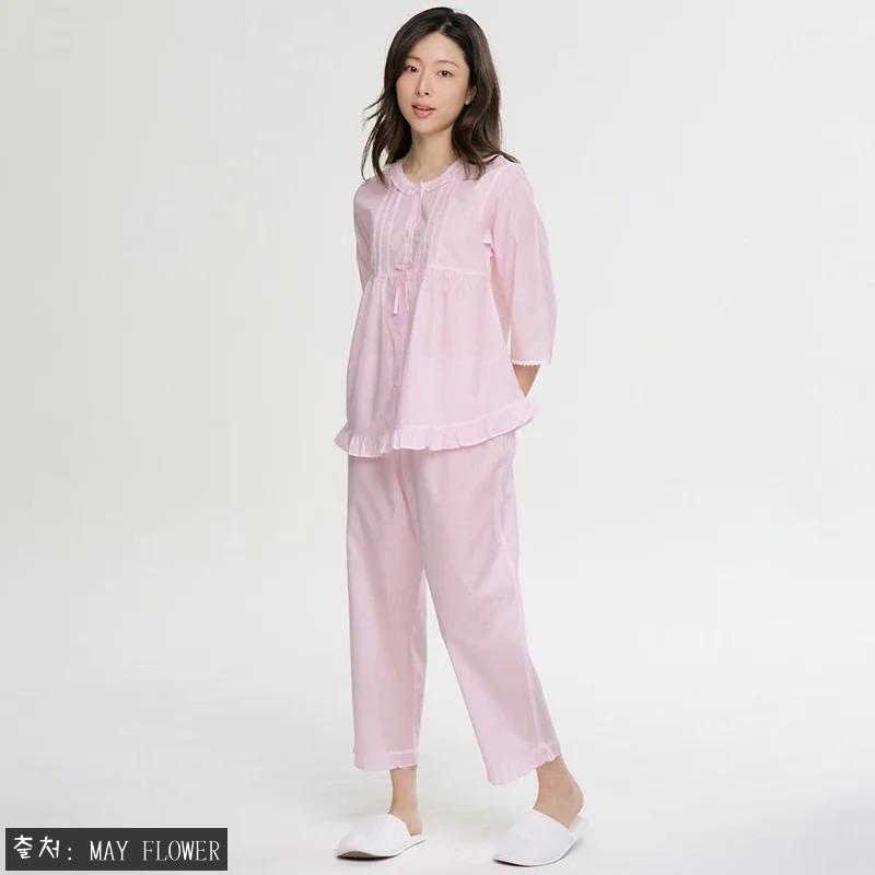 핑크ST 여성 7부 순면 잠옷 파자마 관련 이미지 4